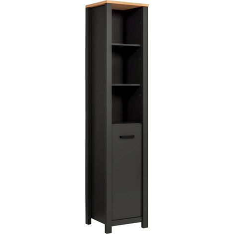 Colonna Bagno Salvaspazio Ripiani Regolabile Anta Antracite Rovere (1/5)