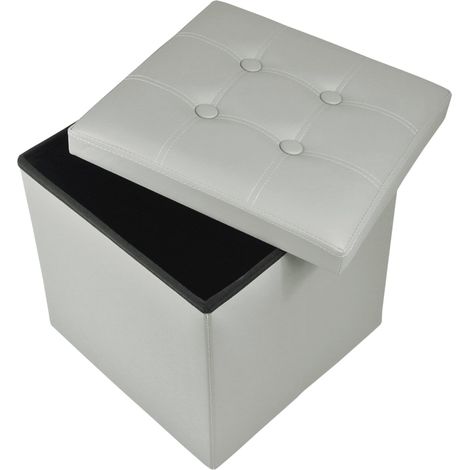 Pouf quadrato da 40 cm con seduta imbottita - Cubo poggiapiedi 40x40x40 cm - Grigio (1/5)