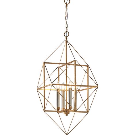 Merano Pescara Plafonnier à 4 ampoules Feuille d'or et d'argent antique