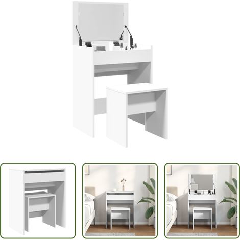 Tabouret - Coiffeuse et tabouret blanc 60x40x113,5 cm (1/5)