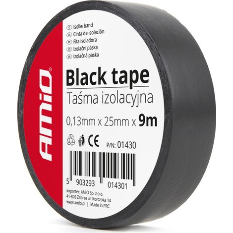 Cinta aislante Scotch negra de 25 mm x 9 m amio-01430