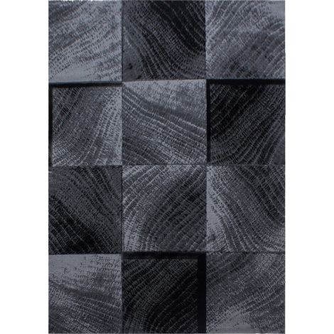 CARREAUX - Tapis à motifs carreaux en damier (Noir - 160x230cm) (1/5)