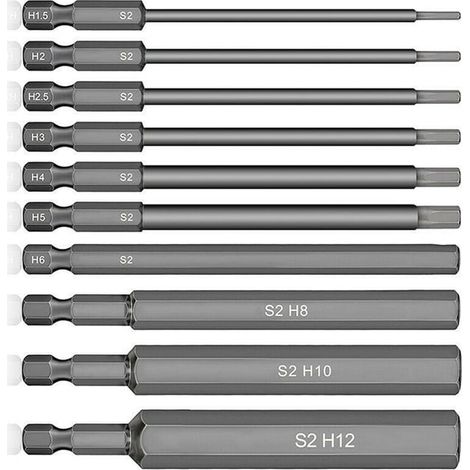 Embouts Allen Magnétiques - Lot de 10, 1.5-12mm, Douille Hexagonale, pour Tournevis, Clé, Fixation Précise (1/5)