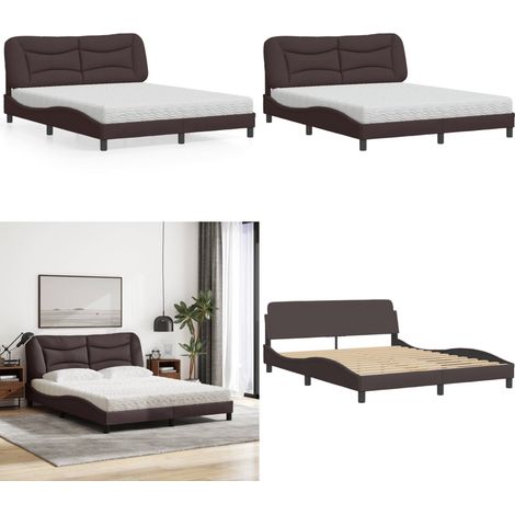 Bett mit Matratze Dunkelbraun 160x200 cm Stoff - Bettsofa - Doppelbett - Boxspringbett - Lattenrost - Schlafzimmermöbel - Home & Living (1/5)