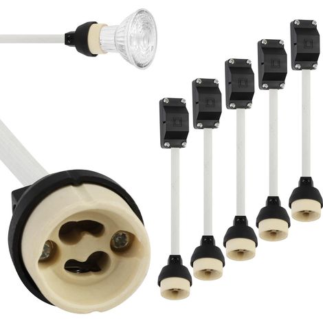Lot de 5 supports de lampe GU10 résistants aux hautes températures Adaptateur GU10 2 A 250 V en céramique avec connecteur de connexion pour ampoules (1/4)