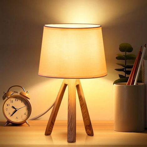 Lampe de table, chevet, bureau avec base en résine et abat-jour tissu. Douille E14. Moderne et Vintage pour Chambre, Salon (1/5)
