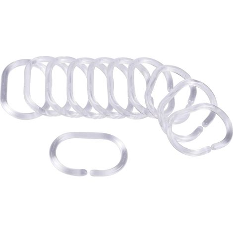 douceur d'intérieur, 12 Anneaux Rideaux de Douche Vitamine Sdb Transparent, Plastique Uni