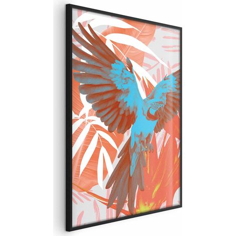Póster - Alas exóticas - Loro entre patrones abstractos de hojas (1/4)
