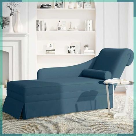 Fauteuil long avec traversin - 4009781 - bleu velours - accoudoir droit - 145 x 56 x 70 cm (1/5)
