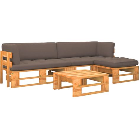 Muebles de palets 4 pzas y cojines madera pino impregnada miel vidaXL (1/5)