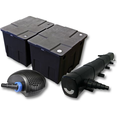SunSun Komplettset: CBF-350B Teichfilter bis 60000 L Teichfilteranlage als Durchlauffilter, CTF-6000 SuperECO Teichpumpe 6000l/h 40W, CUV-272 Teichklärer UVC Klärer mit 72W