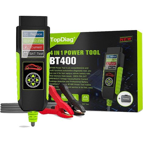 Testeur de batterie automobile Topdiag BT400 : analyseur de batterie 12 V/24 V, 20-2000 CCA, outil de test de charge et de démarrage automatique (diagnostic OBD). (1/5)
