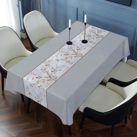 Nappe Enduite - Noname - Rectangulaire 140x200cm - Anti Tache - Imperméable - Motif Rayures gris NAPPE DE TABLE (1/4)