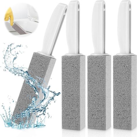 Pierre ponce en morceaux avec manche en plastique, brosse de toilette en pierre ponce, pierre ponce pour nettoyer les toilettes, pour le nettoyage (1/4)