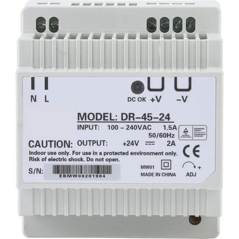 Alimentation Rail Din, DR-45-24 45W Sortie Unique 24V Alimentation Rail Din Alimentation à découpage CA/CC (1/5)