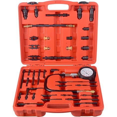Kit de testeur de compression, testeur de pression de compression, ensemble de manomètres de pression de cylindre pour moteurs à essence et diesel 0-40 bar 600 PSI (1/5)