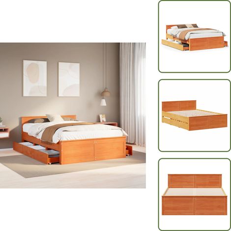 Cadre de lit sans matelas avec tête de lit brun cire 150x200 cm - Cadre De Lit - Cadres De Lit - Meuble De Chambre À Coucher - Lit (1/5)