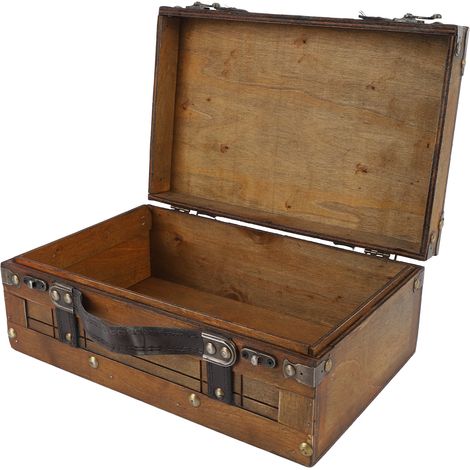 Coffre en bois portable vintage vieilli multifonctionnel, petit coffre de rangement pour vêtements, jouets, accessoire photo (1/5)