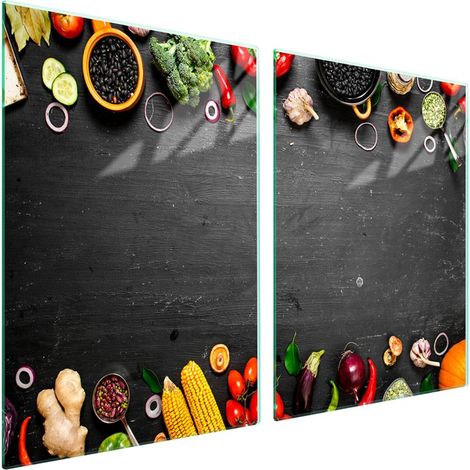 Plaque de protection en verre pour poêle 2x45x52 Légumes (1/5)