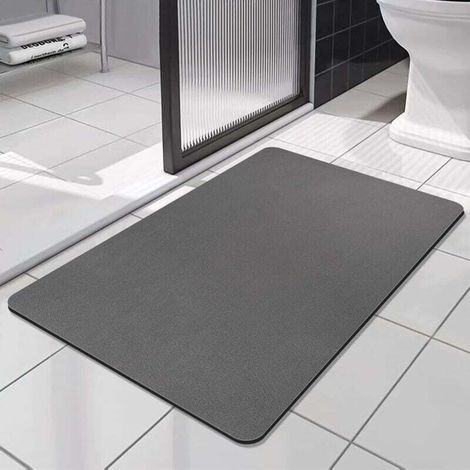 Tappetino da bagno antiscivolo e super assorbente in diatomite, in microfibra, morbido e ad asciugatura rapida, per porte del bagno e soggiorno (Grigio scuro, 60x90 cm)