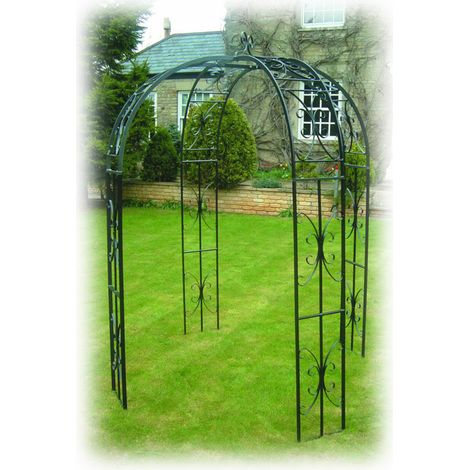 Buckingham 4 Way Gazebo (Inc Ground Spikes) Garden Feature - Solid Steel - L167.6 x W167.6 x H238.8 cm - Black