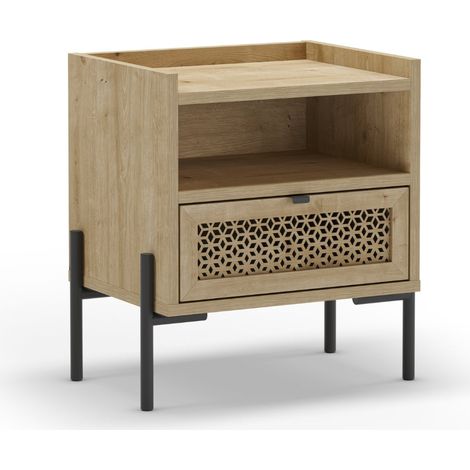 STERA - Table de chevet 49 cm en mélamine - Chêne clair