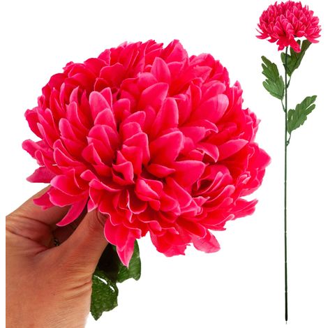 CV14384-13 Chrysantheme Frühling 70 cm, künstliche Blumen zur Dekoration, große Blüte 13 cm für Gräber, rot (1/5)