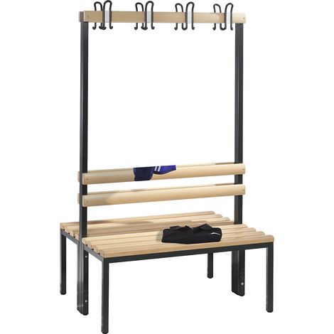 C+P, Banc de vestiaire BASIC double face, lattes en hêtre,