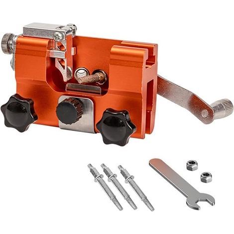 Affûteuse de tronçonneuse portable universelle - Kit d'affûtage à manivelle avec 3 tiges d'affûtage pour tronçonneuses de 8 à 22 pouces et tronçonneuses électriques (1/4)