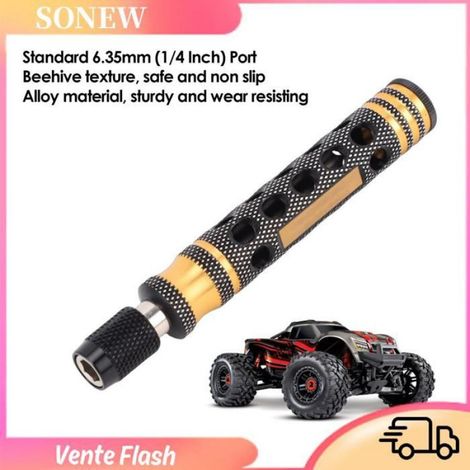 Sonew poignée de tournevis 1/4' Poignée de tournevis à dégagement rapide 1/4 pouces, porte-embout antidérapant, jeux accessoire Or (1/5)
