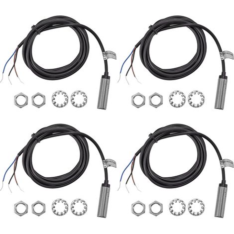 Lot capteur inductif NPN DC 3 fils NO 6‑36VDC 12mm 2mm portée, interrupteur de proximité 4 pièces. (1/5)