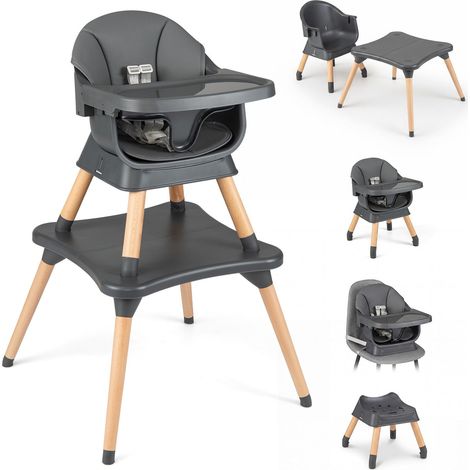 Convertible High Chair 9-in-1, Removable Tray, Dark Grey (1/5)