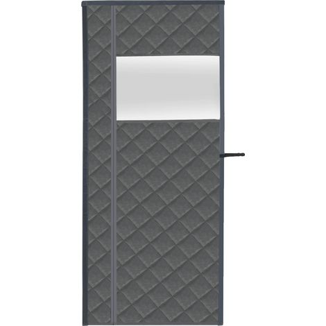 Rideau de porte isolant thermique, fermeture magnétique, installation facile, Gris (1/2)