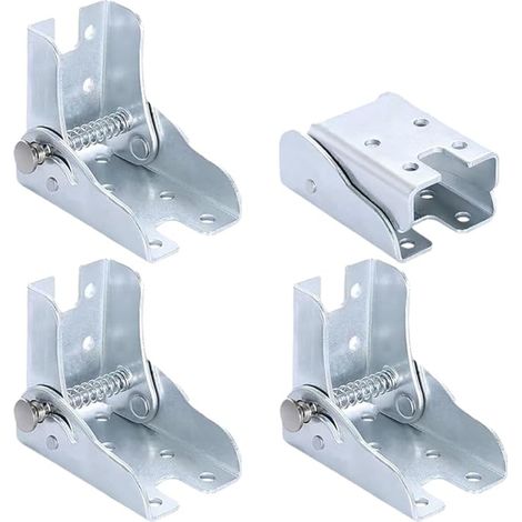 Charnières pliantes à fermeture automatique en 4 pièces - pieds de table pliants à 90° - supports pliants - tables, tables de travail meubles charnières cachées (argent) (1/5)