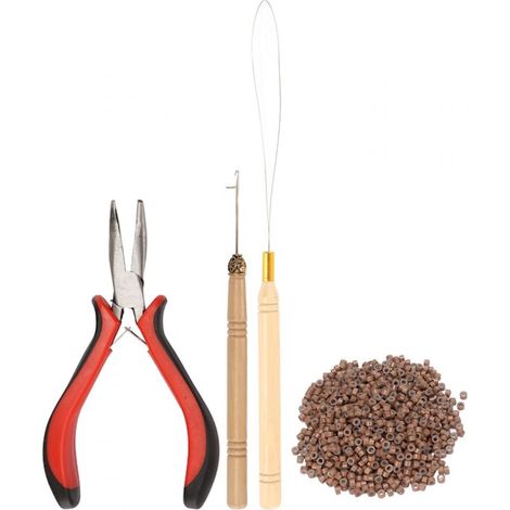 Kit Accessoires Extensions Cheveux - Anneaux Micro Silicone - Pinces Chaleur Résistantes - Pince à Extensions - Peigne de Séparation - Sac de Rangement - 1000 Pièces (1/5)