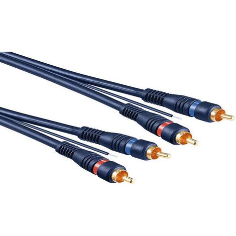 Cable bleu RCAx2 dore avec remote 5m
