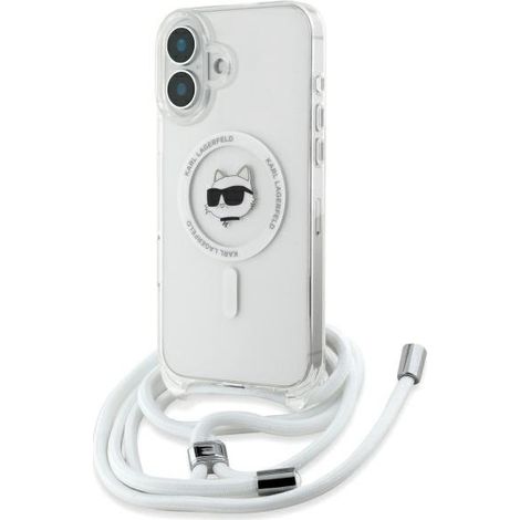 Coque rigide transparente IML Choupette Head & Cord Magsafe pour iPhone 16 6,1" (Karl Lagerfeld KLHMP16SHCCHNT) (1/5)