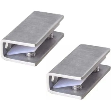 Pack Glass Shower Door Clamps - Stainless Steel Fixed Hinges - 8-12mm Wall Brackets (1/4)