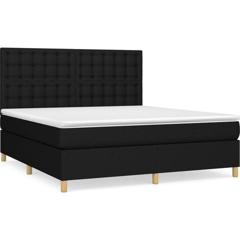 Maison Exclusive - Cama box spring con colchón tela negro 180x200 (1/5)