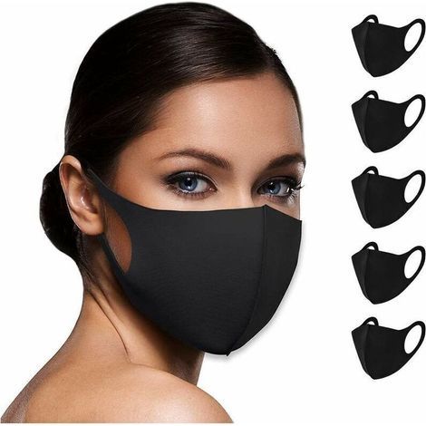 Mascarilla de tela lavable Ulisem de una sola capa, 100% unisex, reutilizable, para adultos, niños, hombres y mujeres [Negro - Paquete de 10] (1/5)