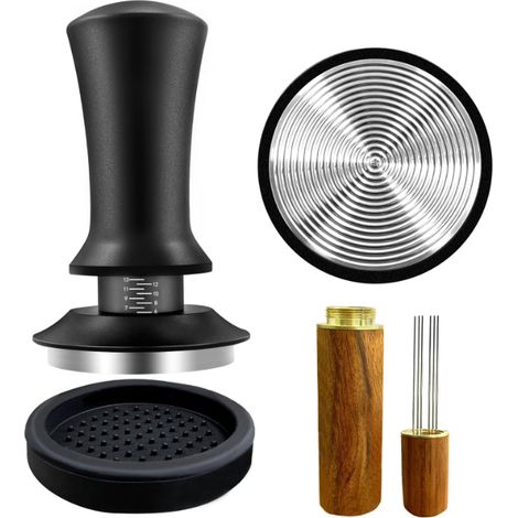 Tasseur à café expresso 53 mm : Tasseur manuel réglable DR.LILIANG pour porte-filtres de 53,3 à 54 mm, tasseur à ressort à pression constante, kit d'accessoires de tassage, cadeau idéal pour baristas 