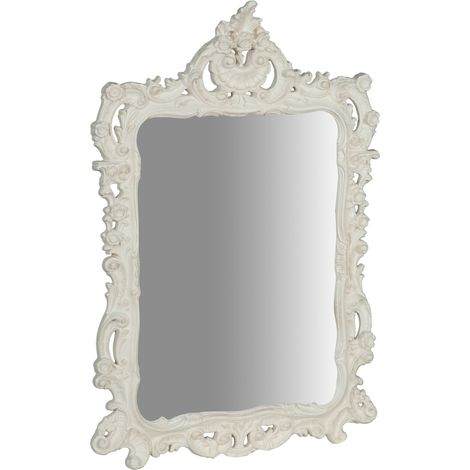 Miroir Mural à accrocher  BLANC ANTIQUE  EN BOIS  FABRIQUÉ EN ITALIE