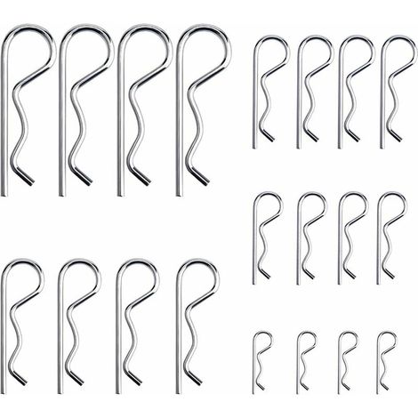 20 Pièces R Clips Goupilles de Retenue, Kit d'assortiment de Goupilles d'attelage à Goupille Fendue Robuste Plaqué Zinc pour Systèmes de Verrouillage de Camion de Remorquage, M1.2-M3.5 (1/5)