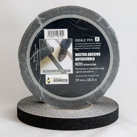 Nastro adesivo antiscivolo certificato colore nero in varie misure Packaging - 19 mm x 18,3 mt ( 1 Rotolo)