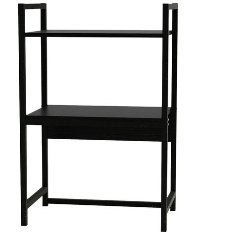 Scaffale da Scrivania Multiuso 3 Ripiani 53x35x80 cm per Stampante Ufficio in MDF Nero