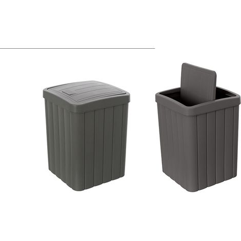 Pattumiera con Coperchio Basculante da Bagno Moderno Woody - Colore: Antracite