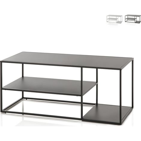 Tavolino da salotto in metallo design moderno 120x50cm Angie - Nero (1/5)
