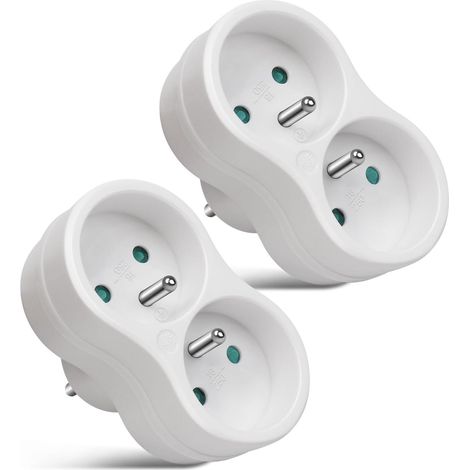 Multiprise 2 Prises pour façade, Prises de Courant avec Sécurité Enfant Intégrée, Idéal pour Chambre Bureau Domicile, 16A, 250V, Blanc (1/5)