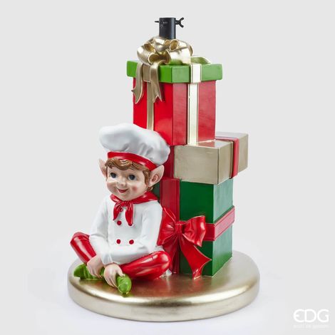 EDG Enzo De Gasperi Base per Pino Albero di Natale Elfo Cuoco H 59 Cm 45 x 45 Cm Green Red
