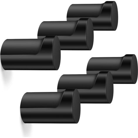 Lot de 6 patères murales noires, crochets décoratifs en bois massif, crochets pour chapeaux, crochets muraux, patères